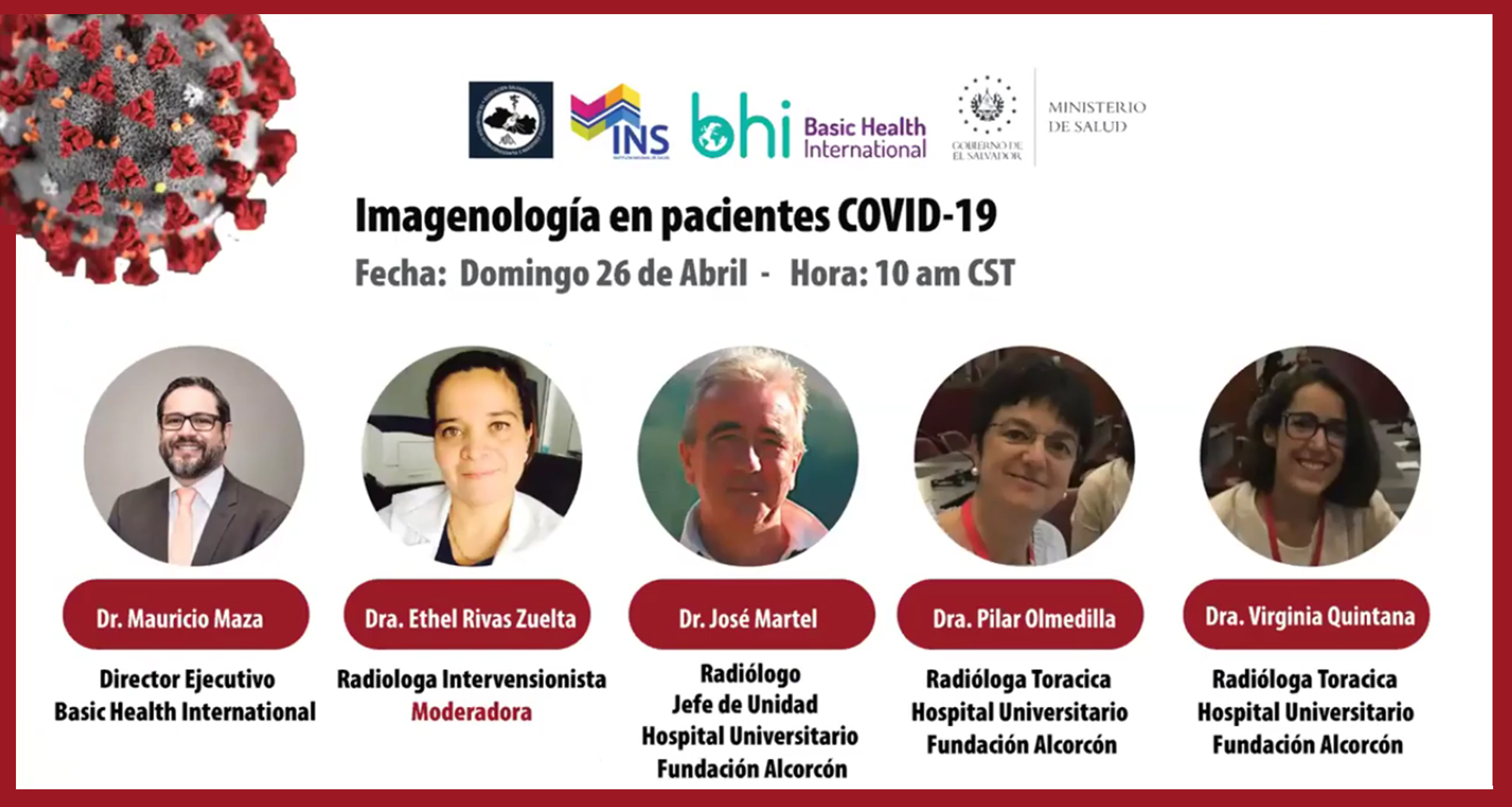 Webinar “Imagenología en pacientes COVID-19” con la participación del Dr. Martel - SERAM