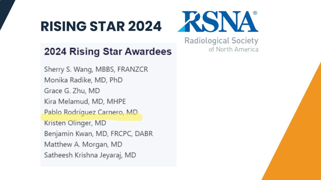 Premio Rising Star El Dr. Pablo Rodríguez Carnero premio Rising Star 2024 de la RSNA - SERAM