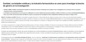 Sanidad, sociedades médicas y la industria farmacéutica se unen para investigar la brecha de género en la investigación