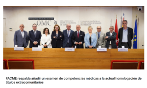 FACME respalda añadir un examen de competencias médicas a la actual homologación de títulos extracomunitarios