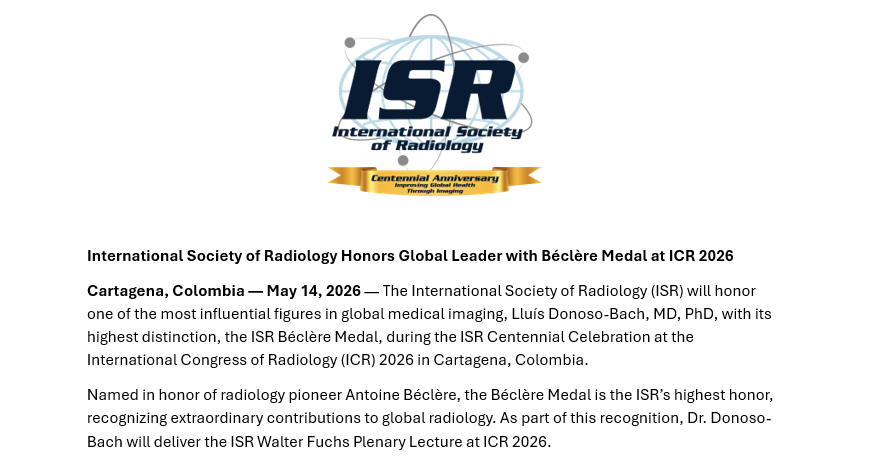 La ISR concede al Dr. Luis Donoso la medalla Antoine Béclère en el ICR que se celebra en Cartagena de Indias 