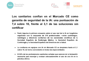 Los sanitarios confían en el Marcado CE como garantía de seguridad de la IA: una puntuación de 7,4 sobre 10, frente al 3,1 de las soluciones sin certificar