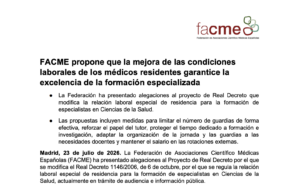 La SERAM, como parte de FACME, respalda las alegaciones presentadas al Real Decreto que regula la relación laboral de los médicos residentes